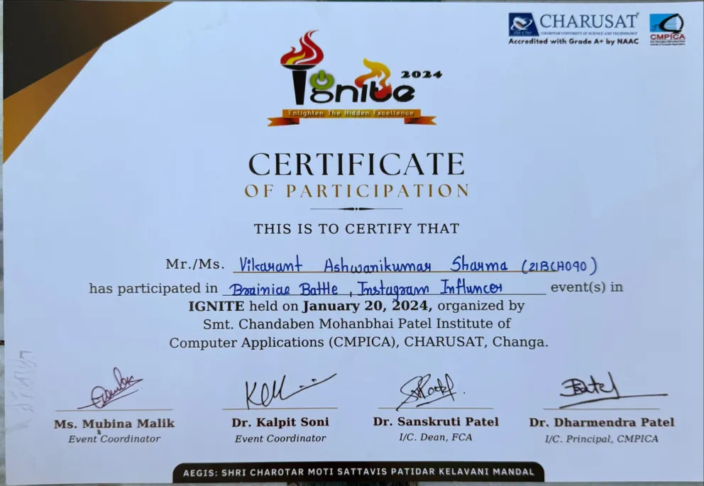 IGNITE 2024 Participation certificate