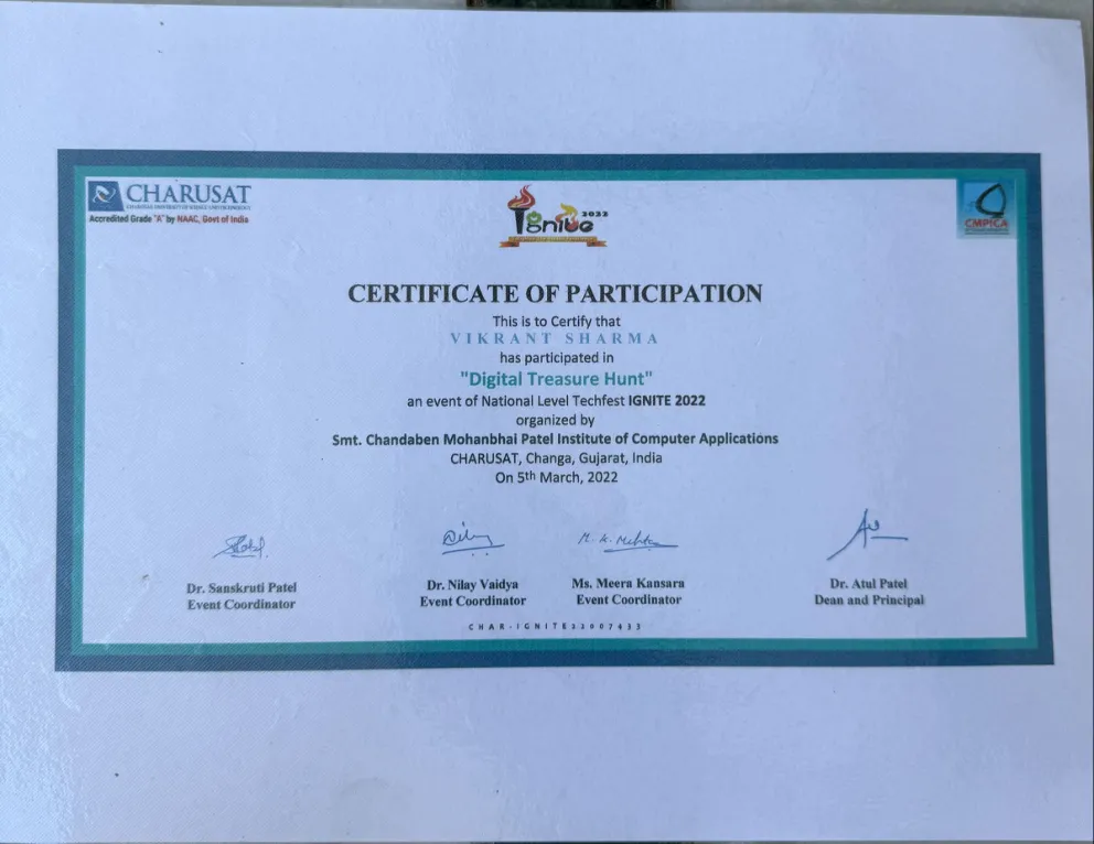 TechShavar 2022 Digital Treasure Hunt certificate